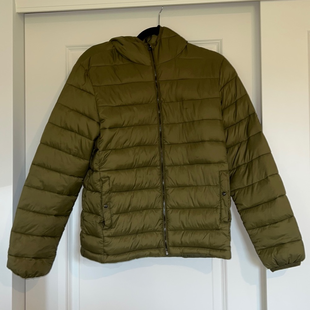 Pull & Bear green hooded puffer jacket